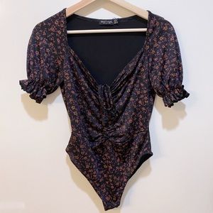 Black floral bodysuit
